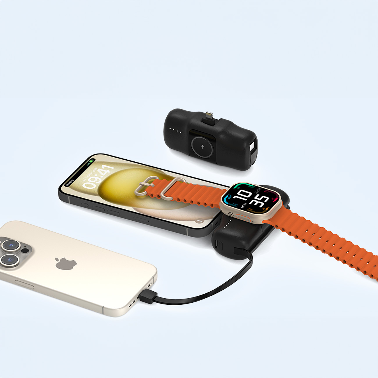 Mini powerbank 5000mAh 15W iPhone Lightning i ładowarką do Apple Watch - czarny (10)