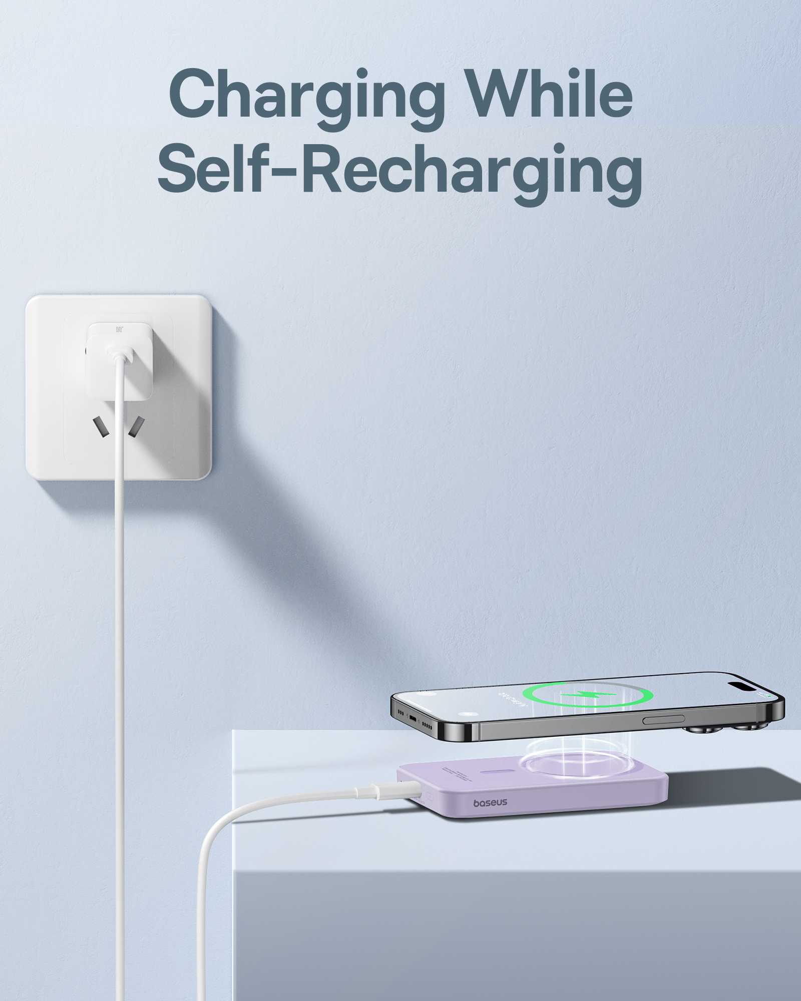 Mini powerbank 5000mAh 20W + kabel USB-C 20V / 3A fioletowy (10)