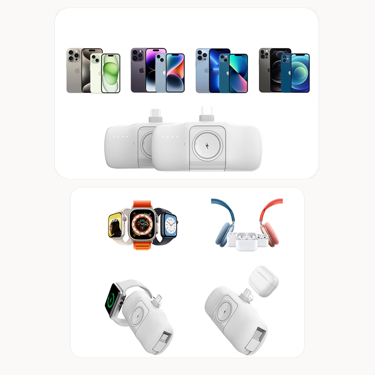 Mini powerbank 5000mAh 15W iPhone Lightning i ładowarką do Apple Watch - biały (7)