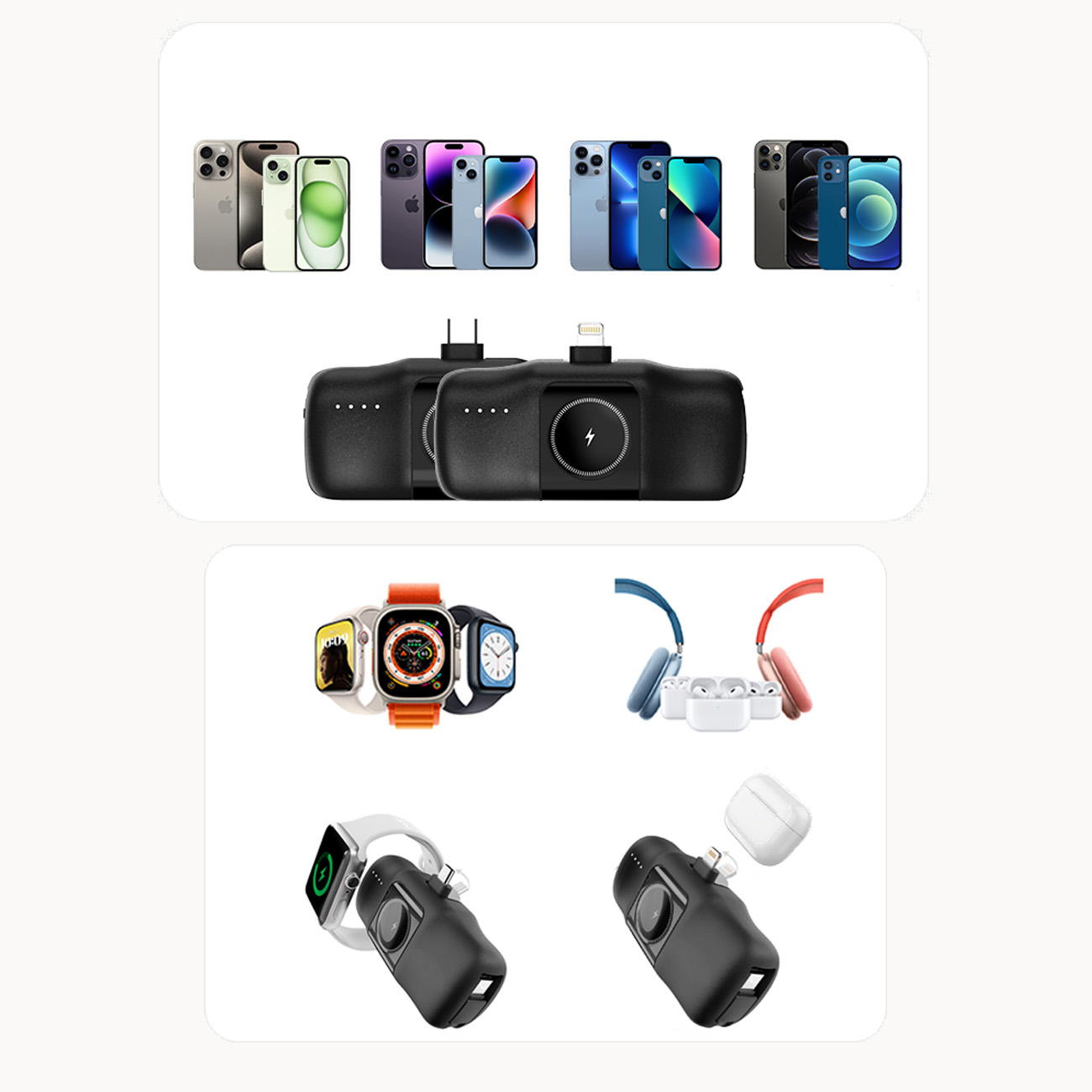 Mini powerbank 5000mAh 15W iPhone Lightning i ładowarką do Apple Watch - czarny (11)