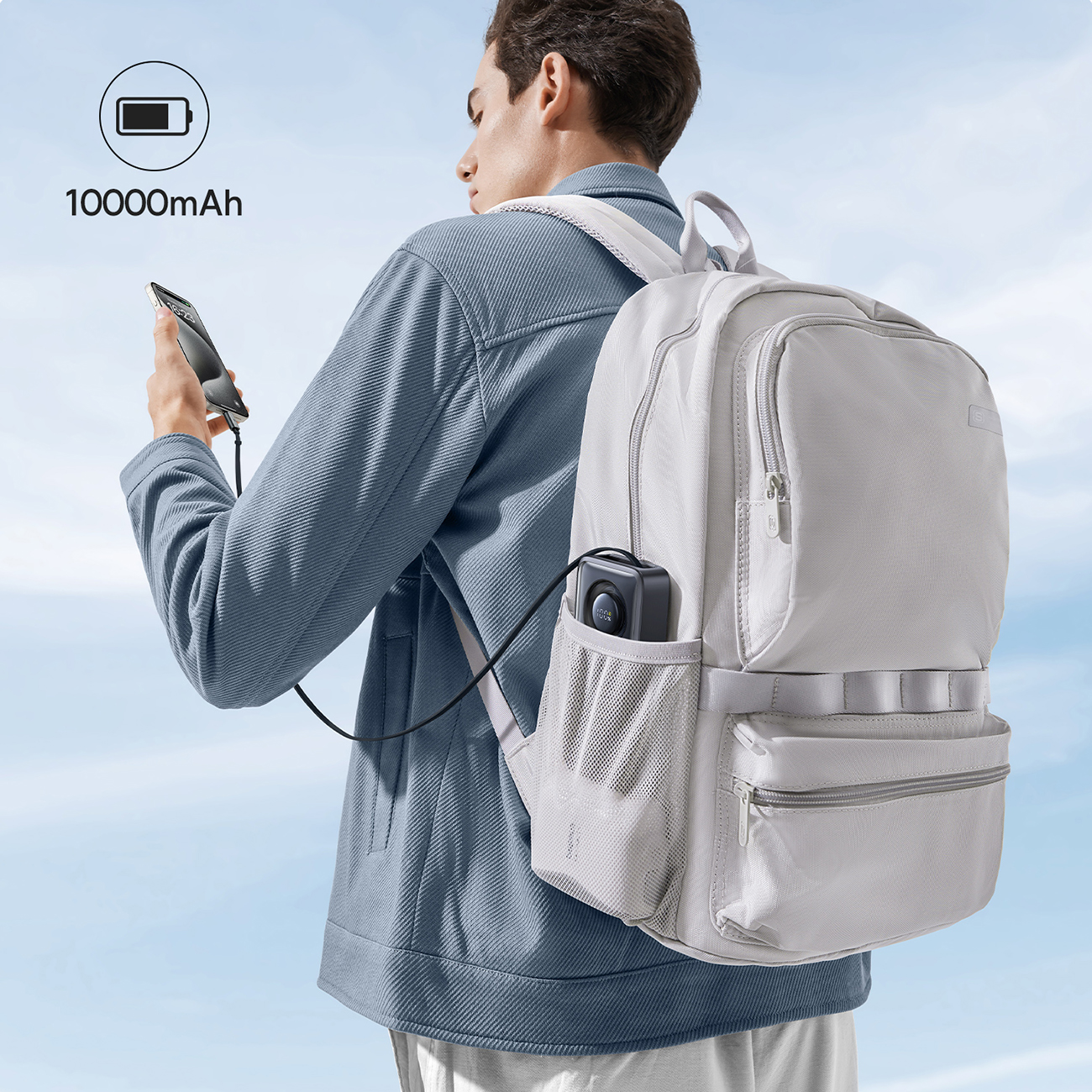 Powerbank 10000mAh 30W z portem USB-C i rozwijanym kablem USB-C Free2Pull - czarny (10)