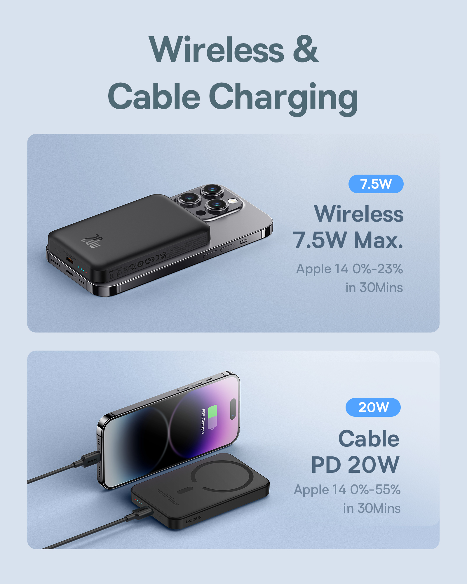 Mini powerbank 5000mAh 20W + kabel USB-C 20V / 3A czarny (9)