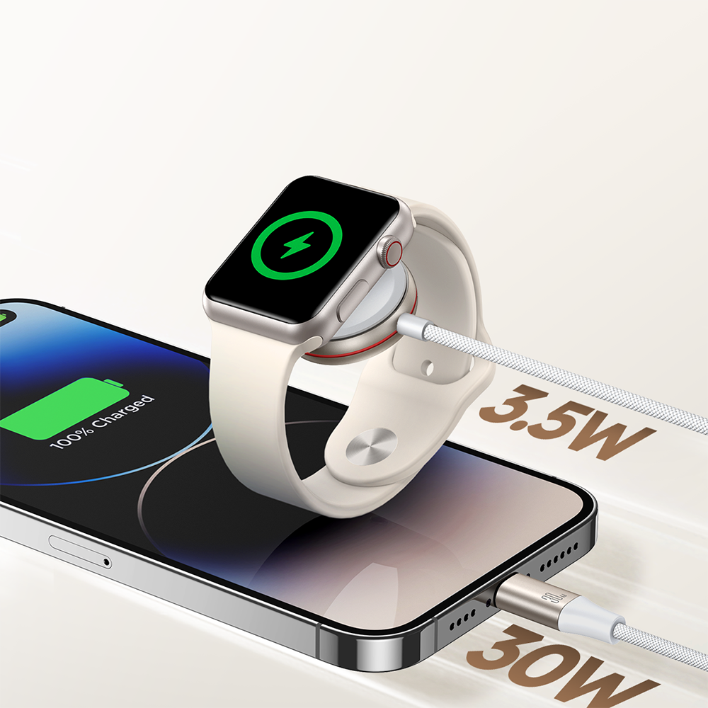 2w1 Kabel Lightning do iPhone i ładowarka indukcyjna do Apple Watch USB-C 1.5m biały (9)
