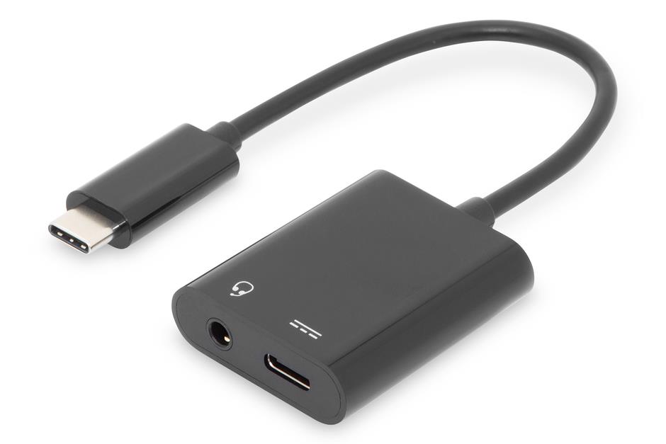 Kabel DIGITUS USB 3.1 Typ C Gen.2 SuperSpeed+ 10Gbps MiniJack 3.5mm USB C czarny 0.2m (1)