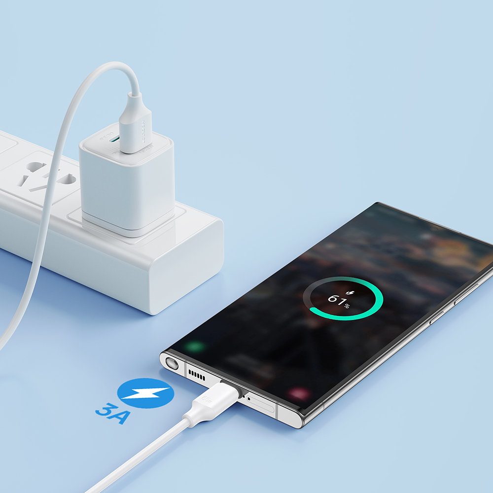 Kabel do ładowania i transmisji danych USB-A - USB-C 3A 2m biały (4)