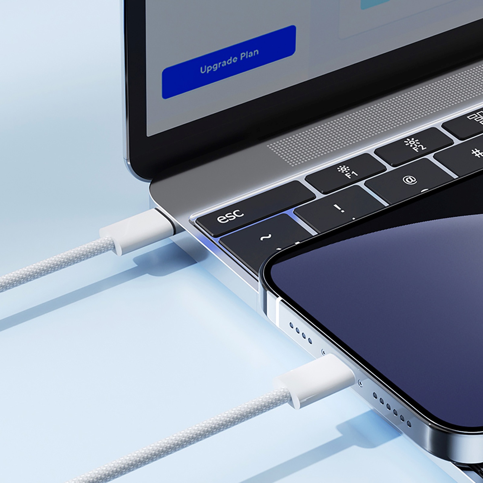 Kabel przewód w oplocie USB-C - iPhone Lightning 30W 1m - biały (10)