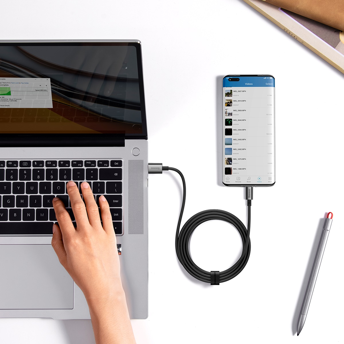 Kabel przewód Superior Series USB-A - USB-C 100W 2m - czarny (9)
