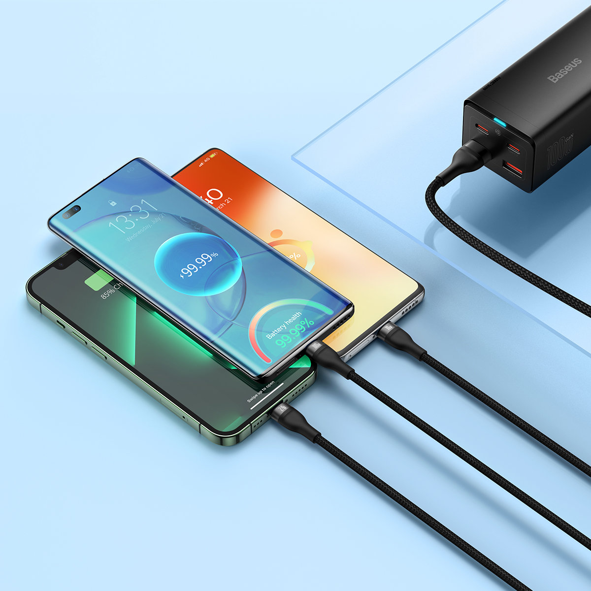 Kabel przewód 3w1 USB do USB-C / iPhone Lightning / micro USB 1.2m - czarny (9)