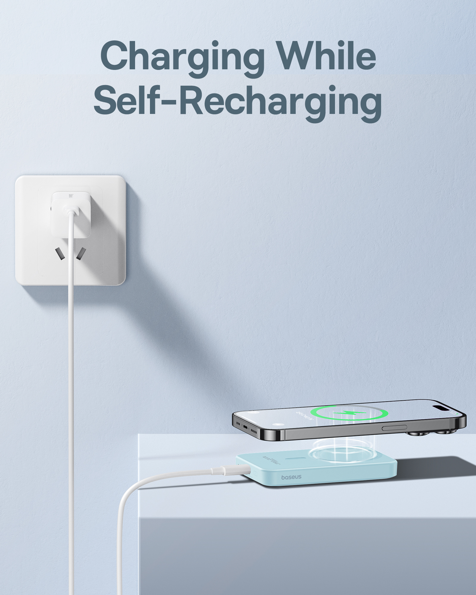 Mini powerbank 5000mAh 20W + kabel USB-C 20V / 3A niebieski (10)