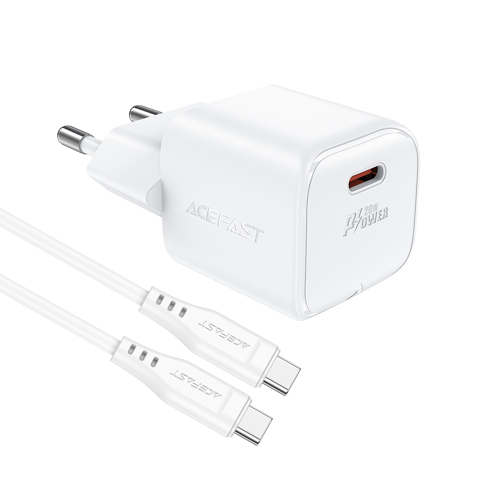 Mini Ładowarka sieciowa PD 20W GaN + kabel USB-C biała (4)