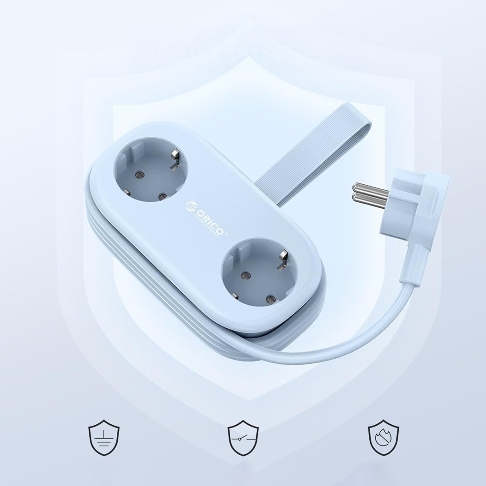 Listwa zasilająca 6w1 AC USB-A USB-C GaN 65W - niebieska (3)