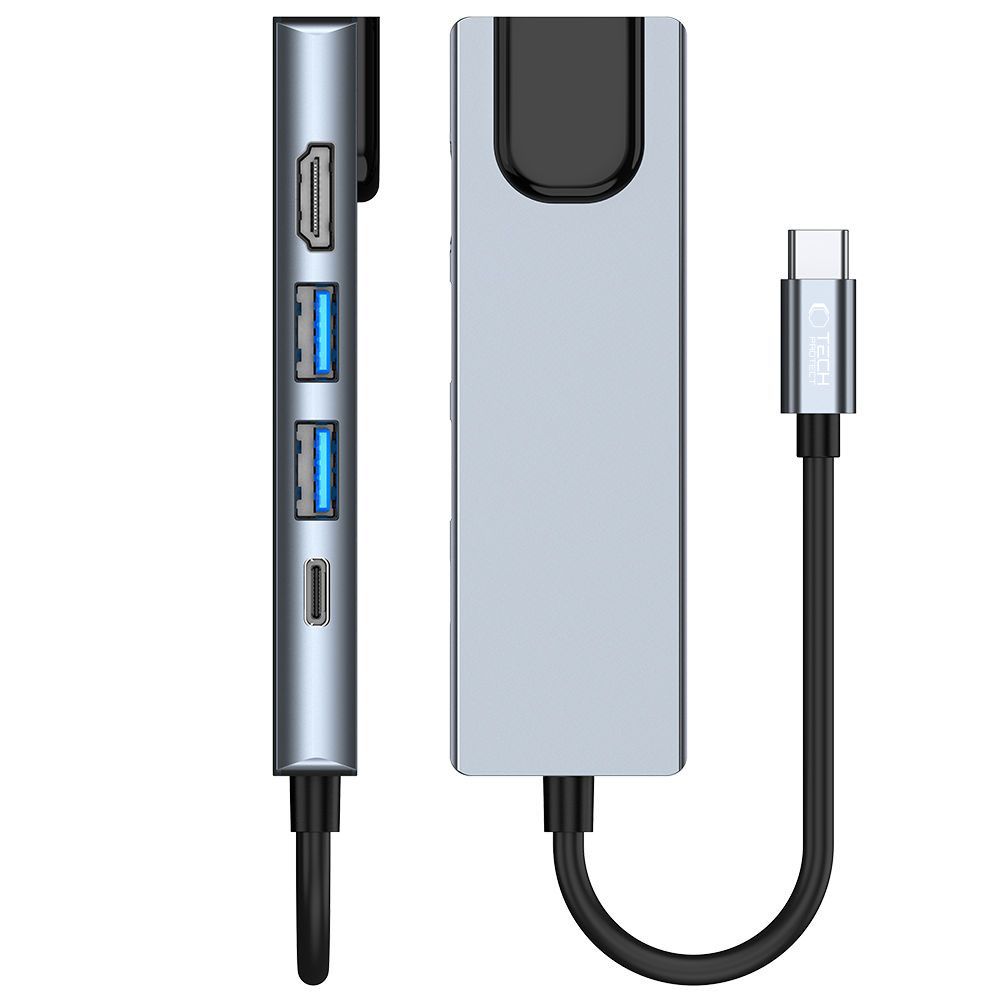 5w1 HUB rozdzielacz USB-C na USB-C USB-A HDMI RJ45 - szary (9)