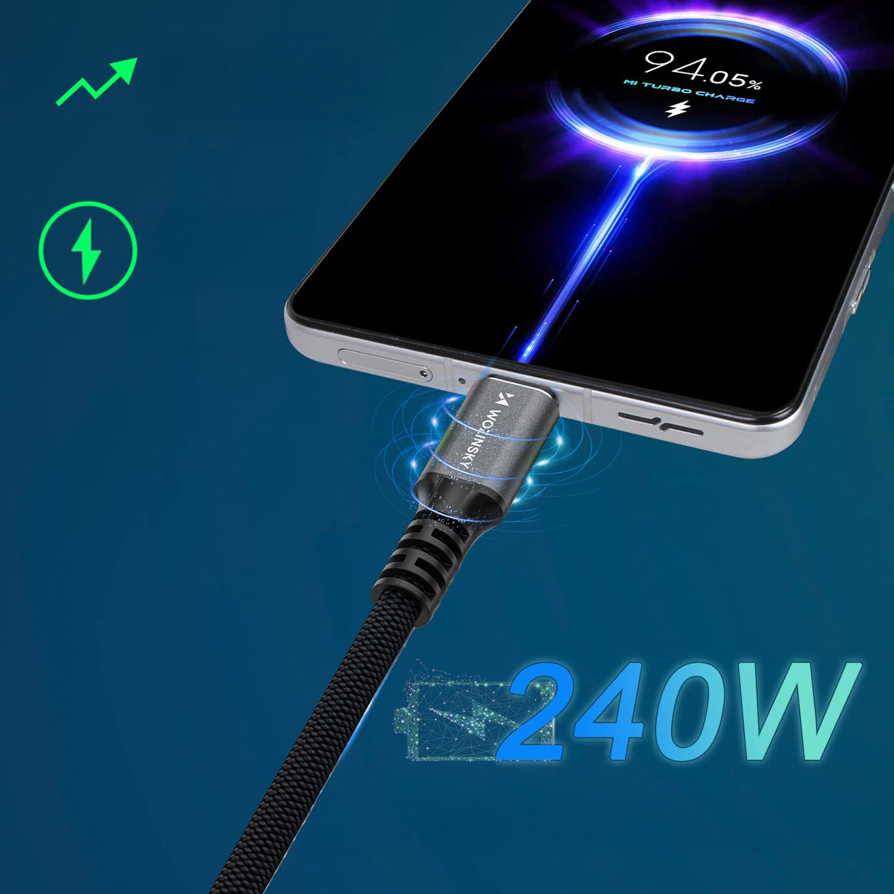 Kabel przewód USB-C Thunderbolt 4 240W 2m 4K - czarny (7)