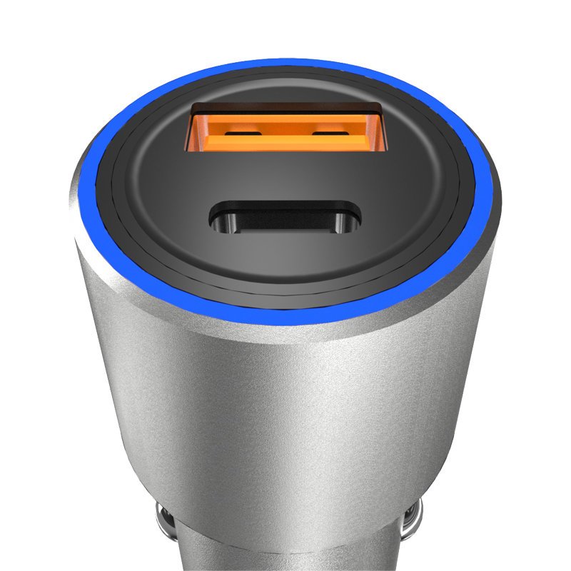 Ładowarka samochodowa USB USB-C PD QC 22,5W szary (3)