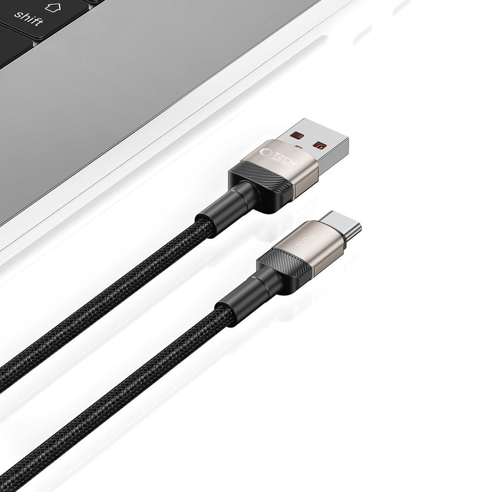 Kabel przewód USB-C - USB-A UltraBoost Evo 100W 5A 1m - tytanowy (4)