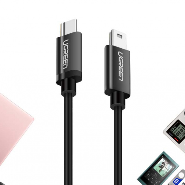 Kabel przewód USB-C - miniUSB 480Mbps 1m czarny (4)