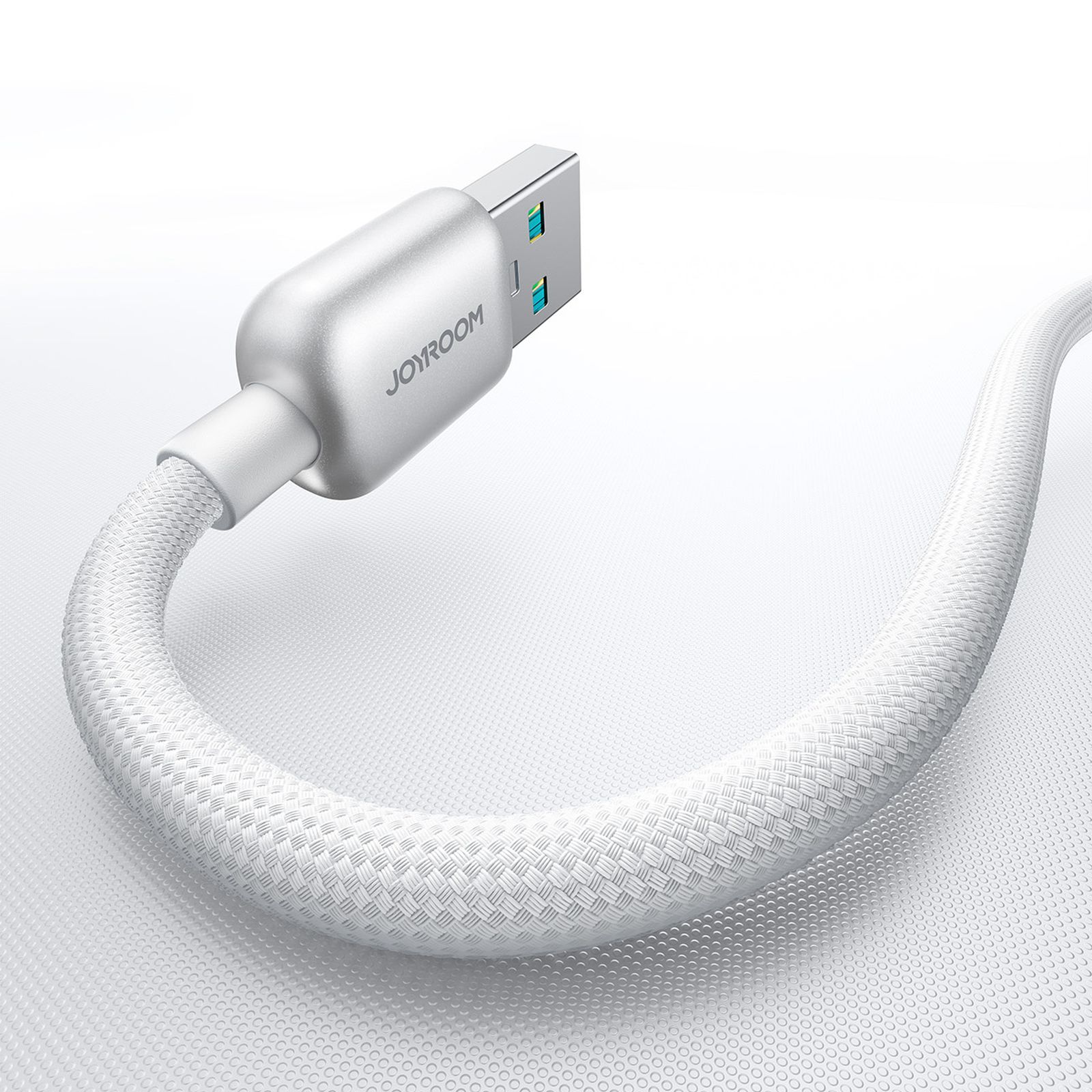 Kabel przewód w oplocie USB-A - USB-C 66W 1.2m - biały (5)