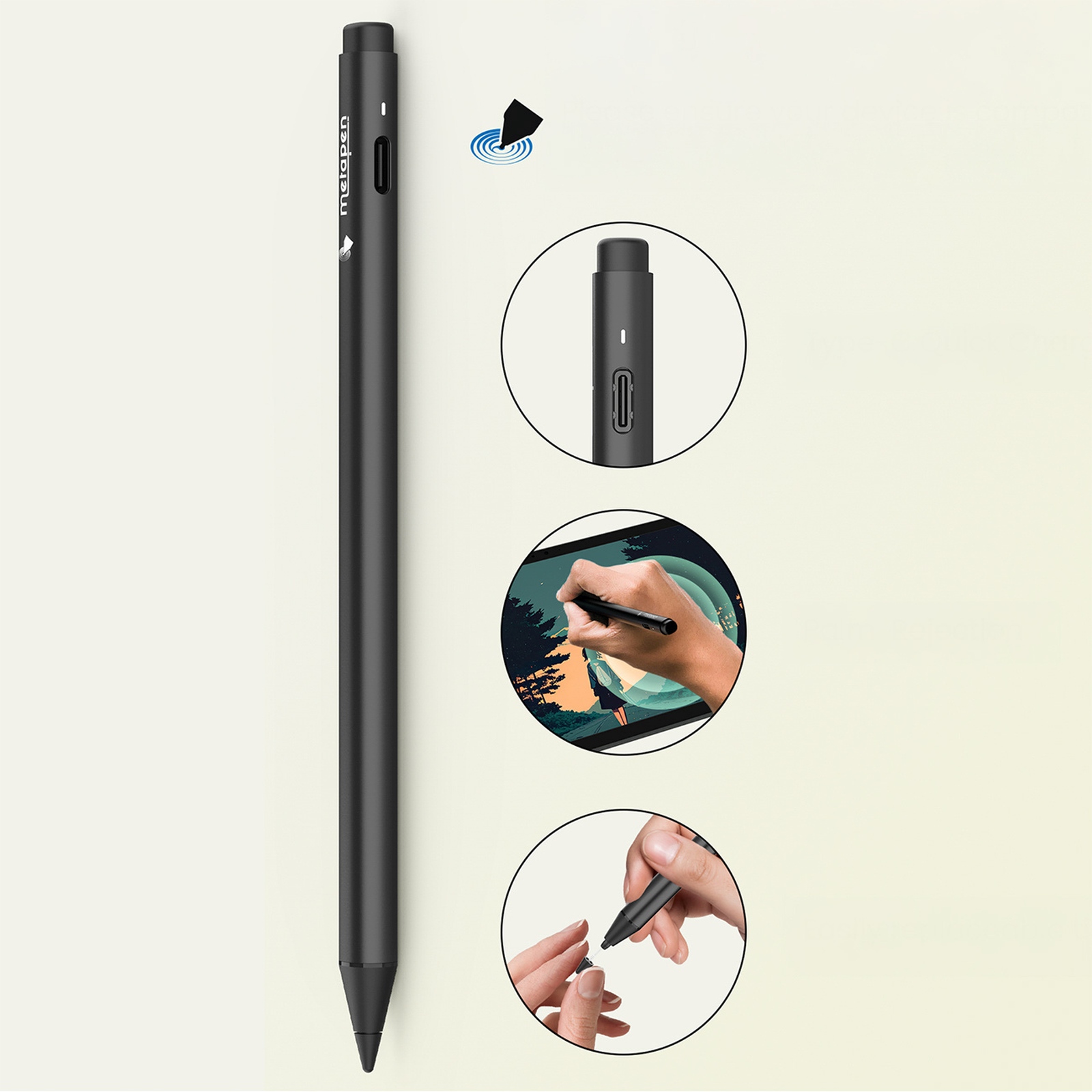 Rysik do urządzeń dotykowych USB-C Pen G1 - czarny (4)
