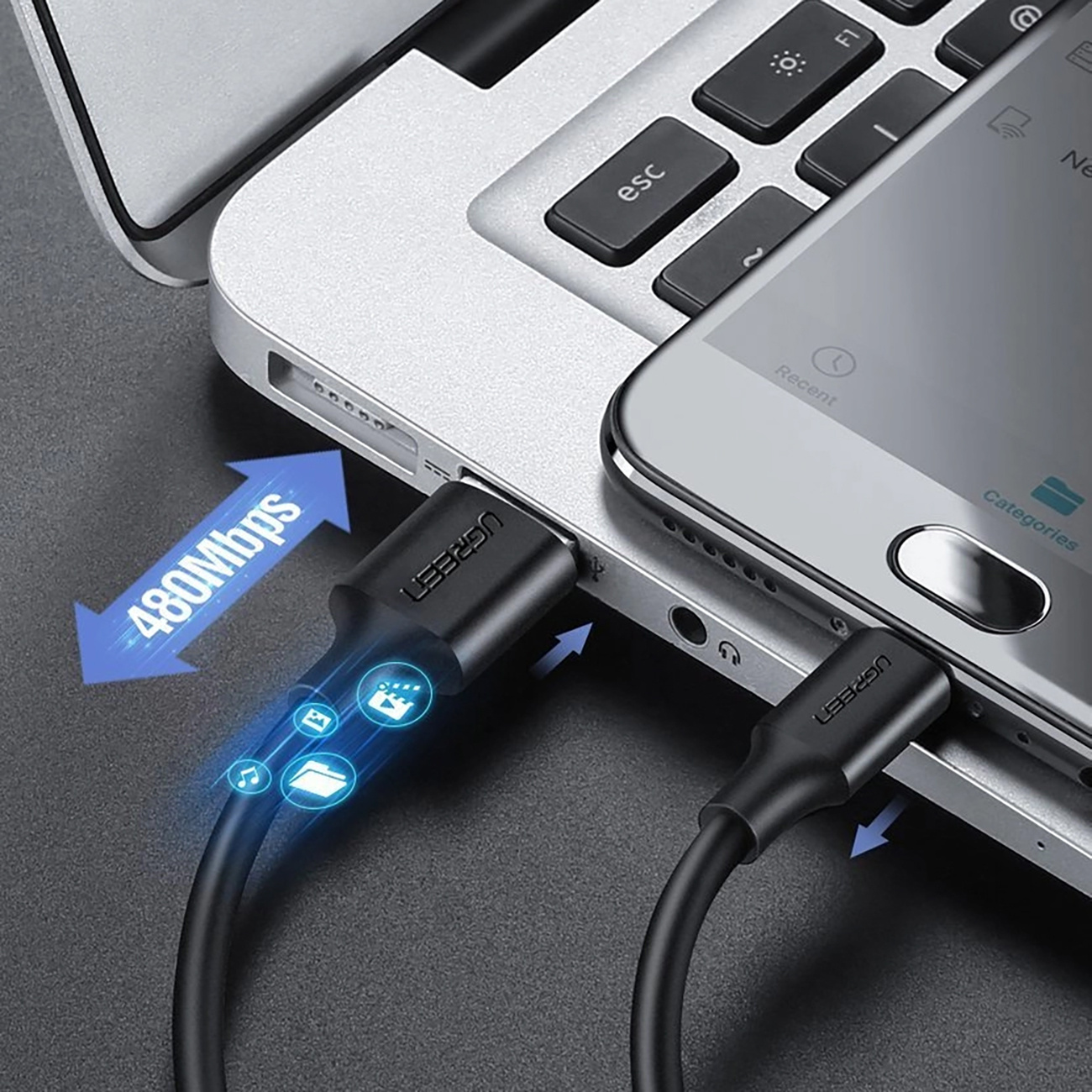 Kabel przewód micro USB - USB-A 25cm - czarny (5)