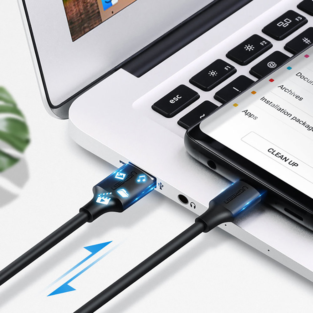 Kabel przewód przejściówka USB - USB-C Quick Charge 3.0 3A 0.25m czarny (7)
