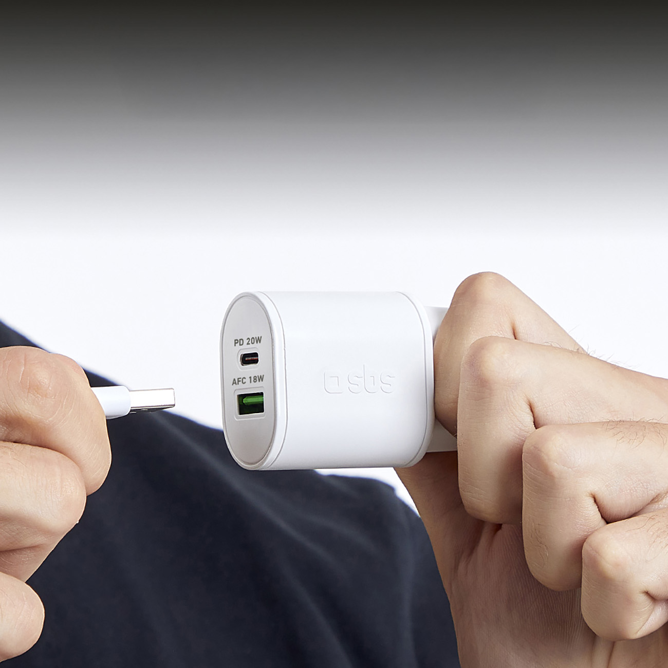 Ładowarka sieciowa Power Delivery USB-A USB-C 20W - biała (5)