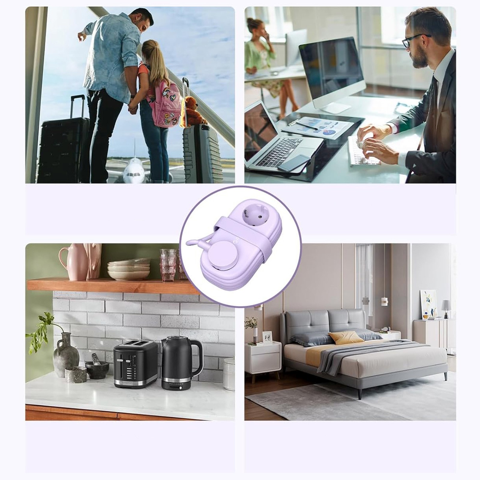 Listwa zasilająca 5w1 AC USB-A USB-C GaN 20W - fioletowa (5)