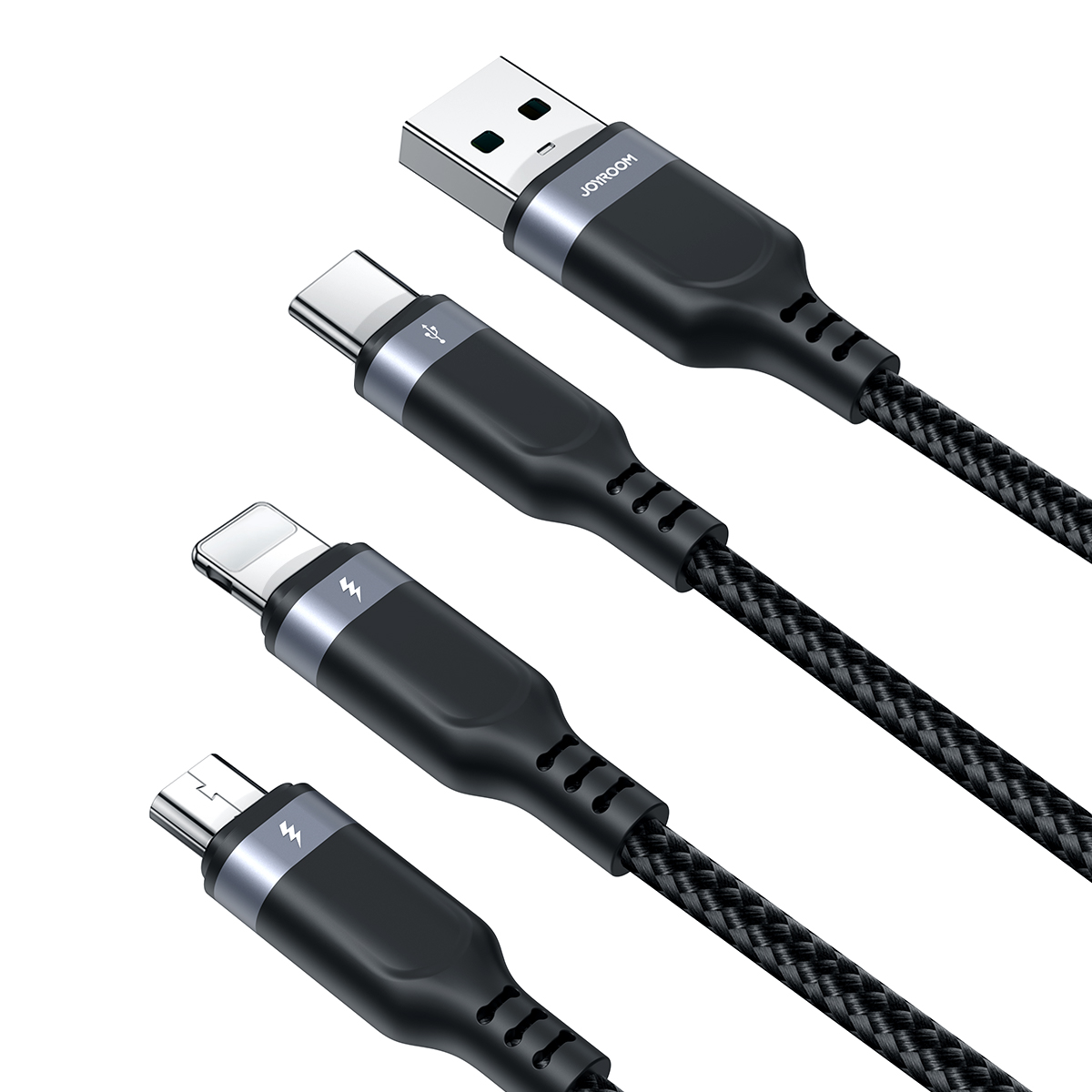 3w1 Kabel przewód USB Multi-Use Series do Lightning USB-C micro USB 30cm czarny (4)