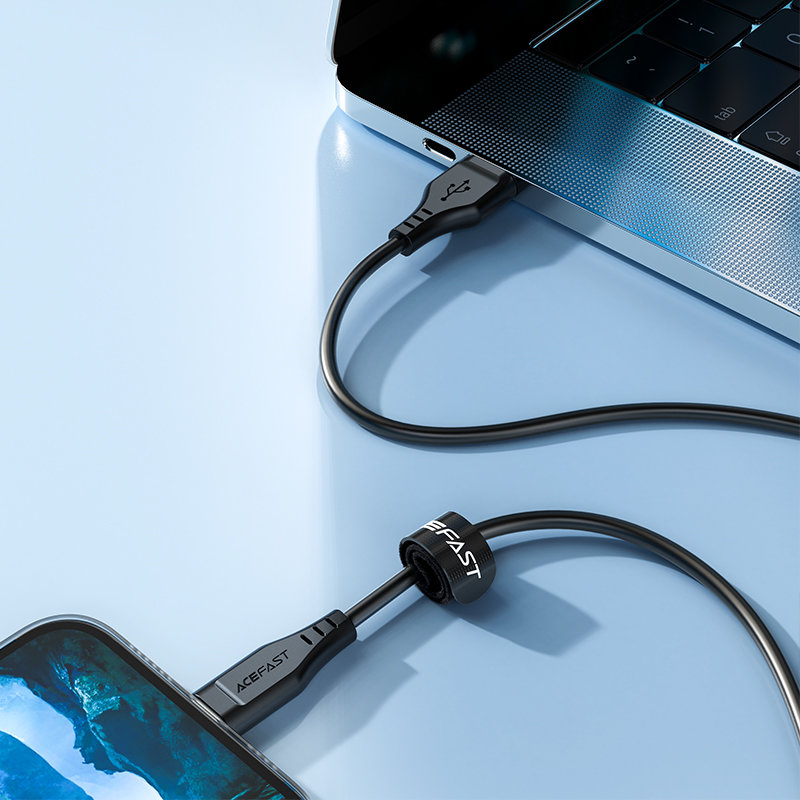 Kabel przewód do iPhone MFI USB - Lightning 2.4A 1.2m czarny (6)