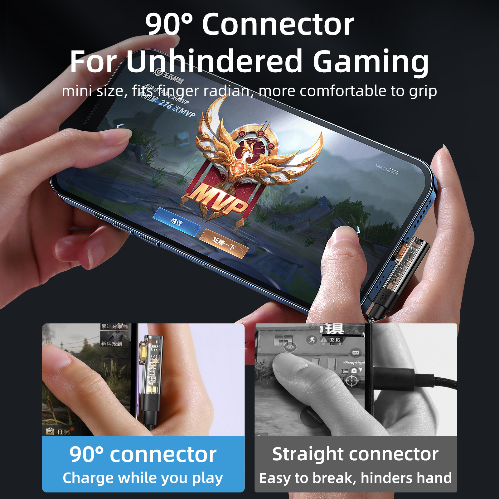 Kabel przewód kątowy do iPhone USB-A - Ligtning 2.4A 1.2m niebieski (6)