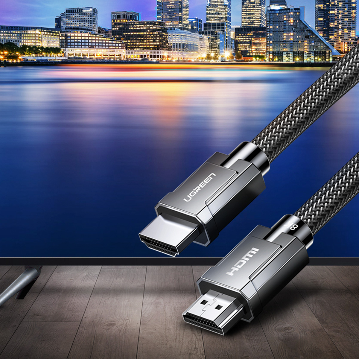 Kabel przewód HDMI 2.1 8K 60Hz 48Gb/s 3m elastyczny w oplocie szary (5)