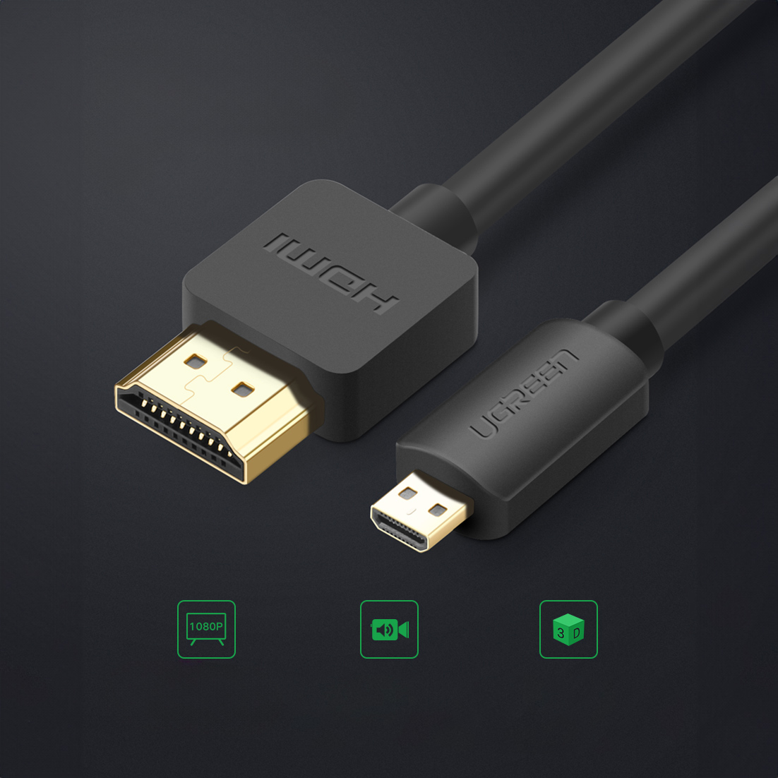 Kabel przewód Audio Video microHDMI - HDMI 2.0 2m czarny (4)