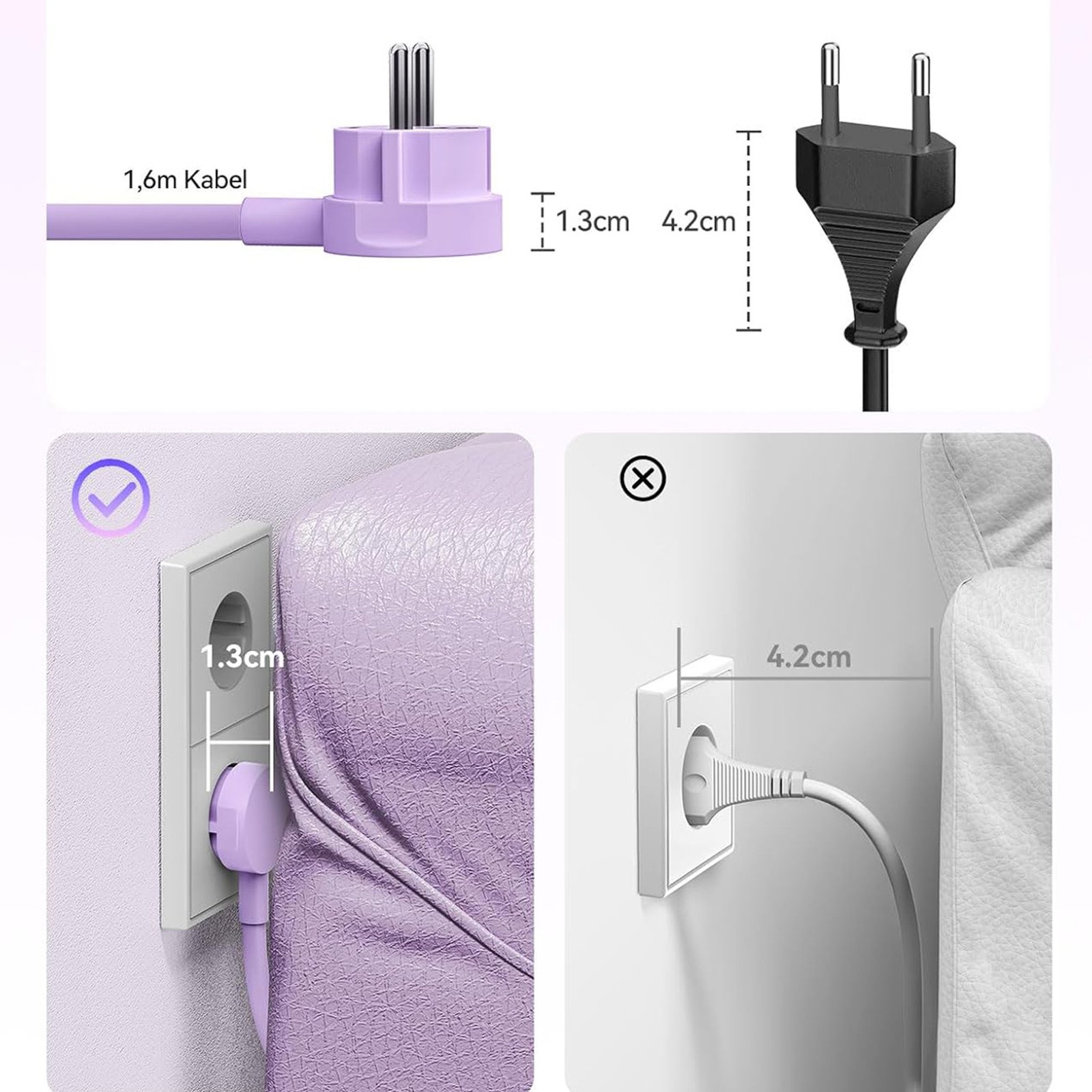 Listwa zasilająca 6w1 AC USB-A USB-C 25W - fioletowa (6)