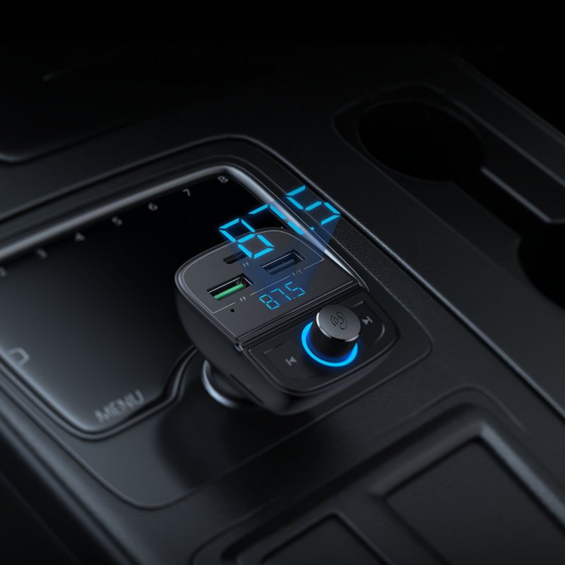 Transmiter FM MP3 Bluetooth 5.0 ładowarka samochodowa 3x USB TF microSD czarny (7)