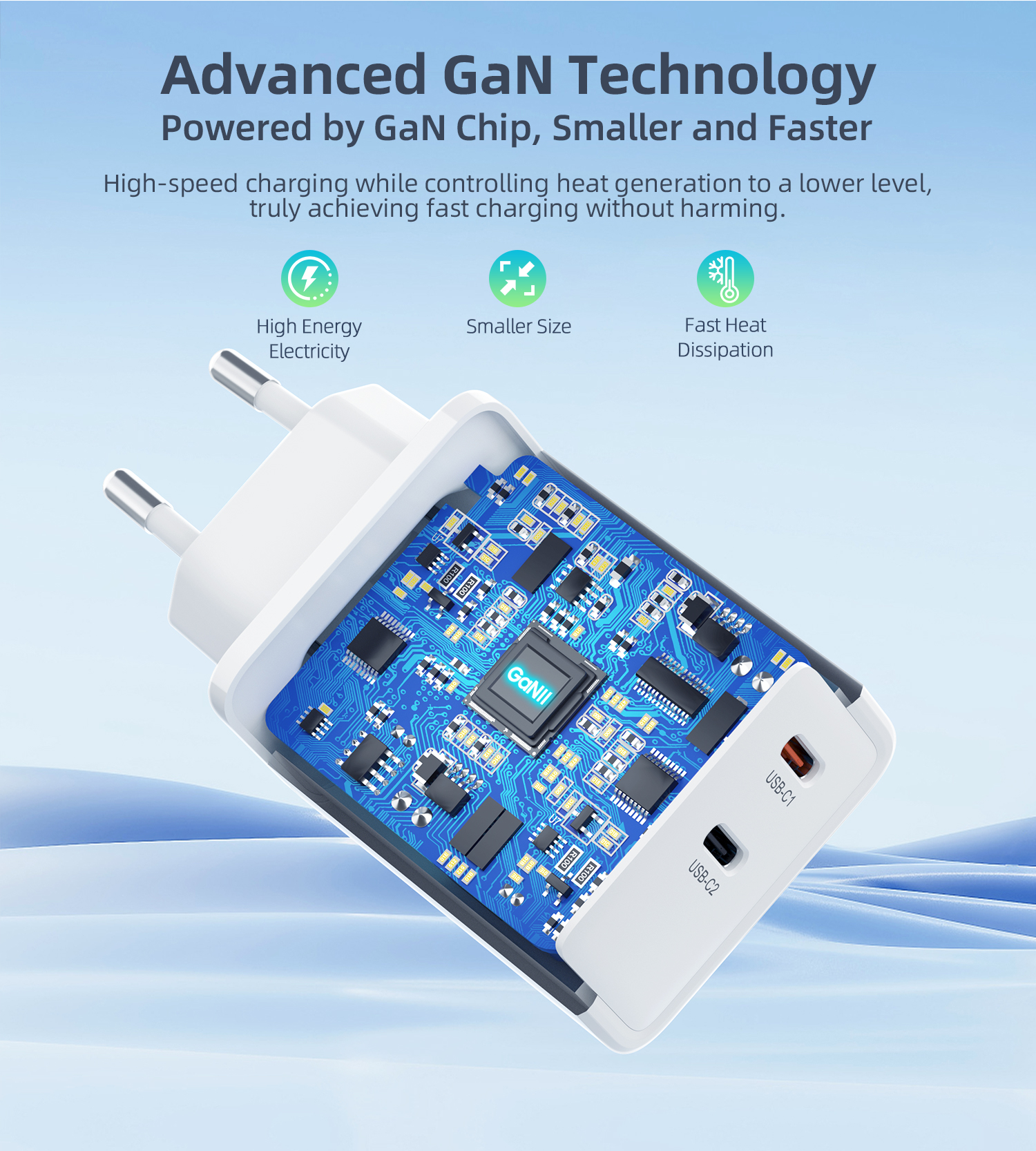 Ładowarka sieciowa GaN 2x USB-C PD 65W biała (4)