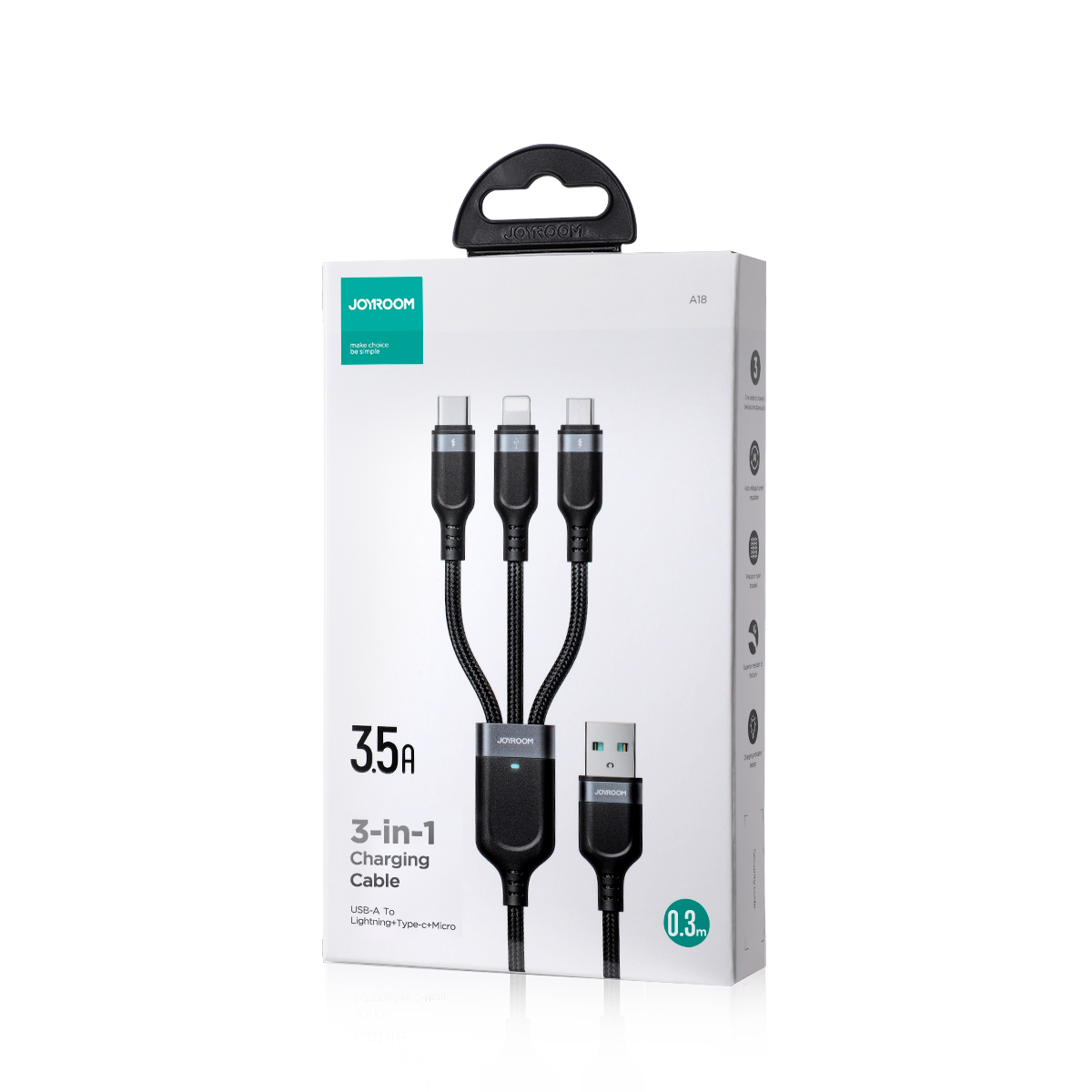 3w1 Kabel przewód USB Multi-Use Series do Lightning USB-C micro USB 30cm czarny (5)
