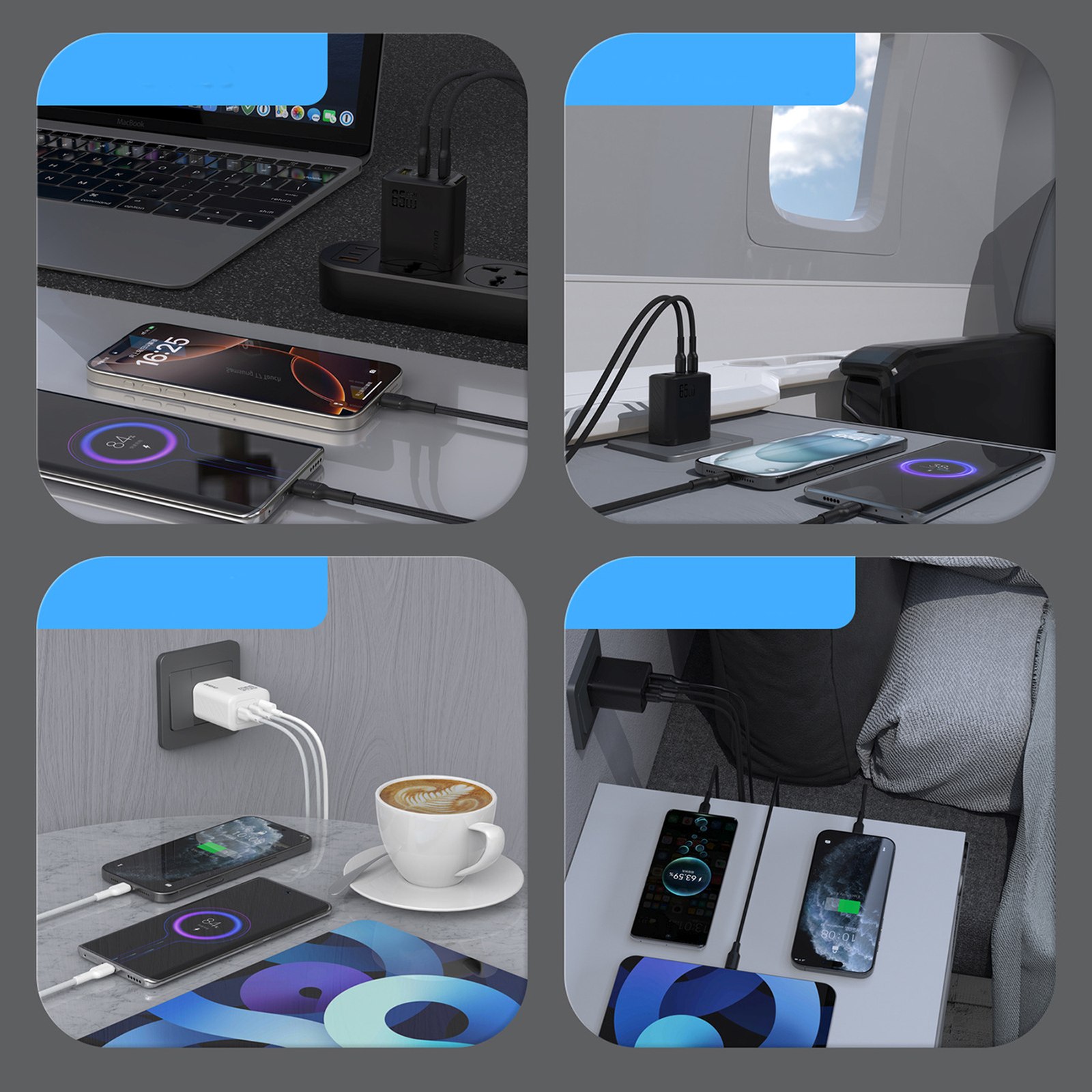 Ładowarka sieciowa A29 GaN USB-C USB-A 65W - czarna (6)