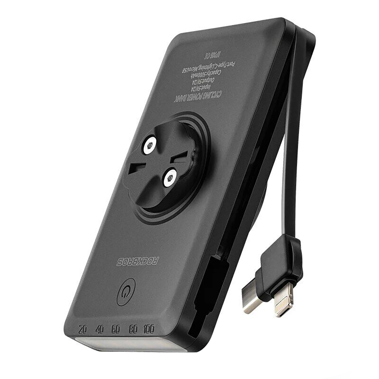 2w1 Lampka rowerowa przednia 150lm pod licznik z powerbankiem 5000mAh IPX6 - czarna (4)