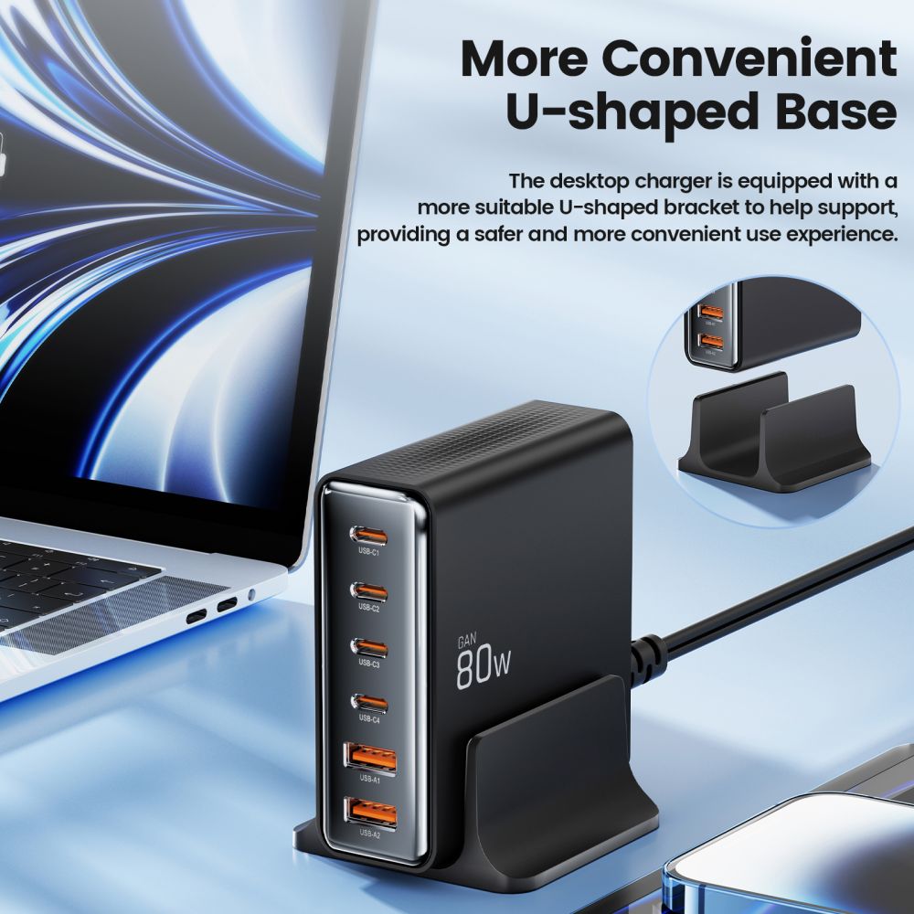 Stacja ładująca do urządzeń 4x USB-C 2x USB-A 80W (4)