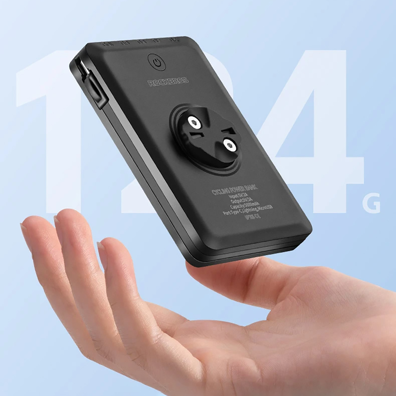 2w1 Lampka rowerowa przednia 150lm pod licznik z powerbankiem 5000mAh IPX6 - czarna (9)
