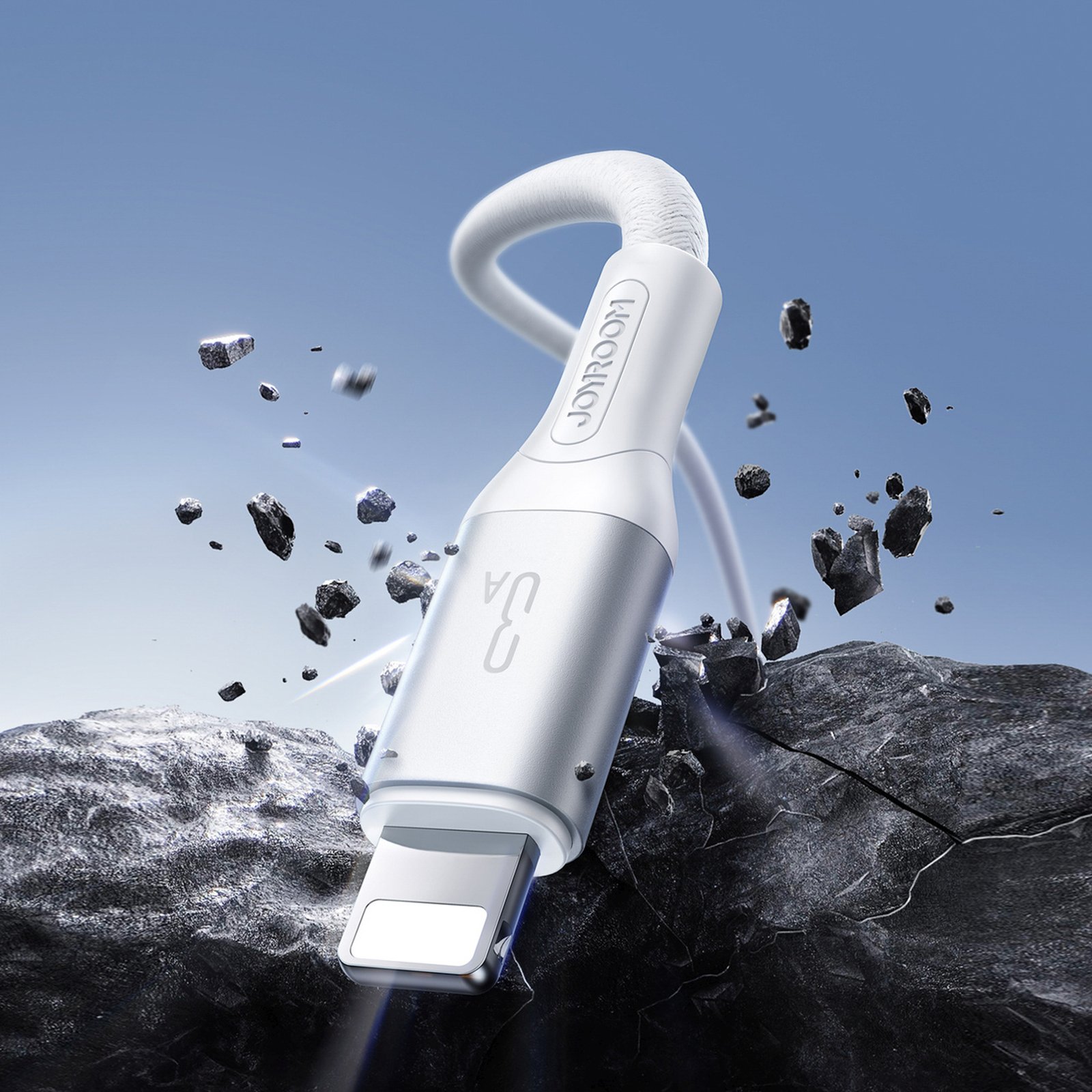 Kabel przewód S-A28 z oplotem USB-A - Lightning 3A 1m - biały (4)