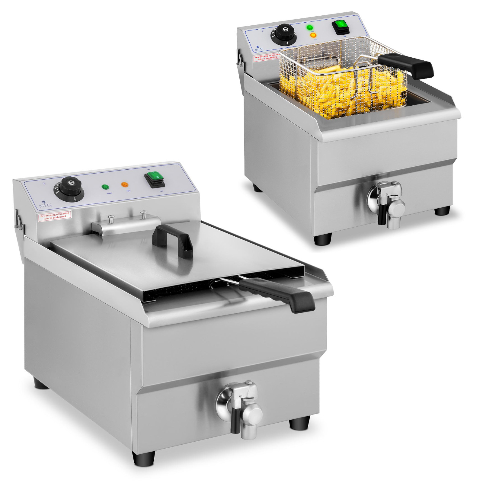 Frytownica nastawna gastronomiczna elektryczna z kranem 230 V 3500W 16 L