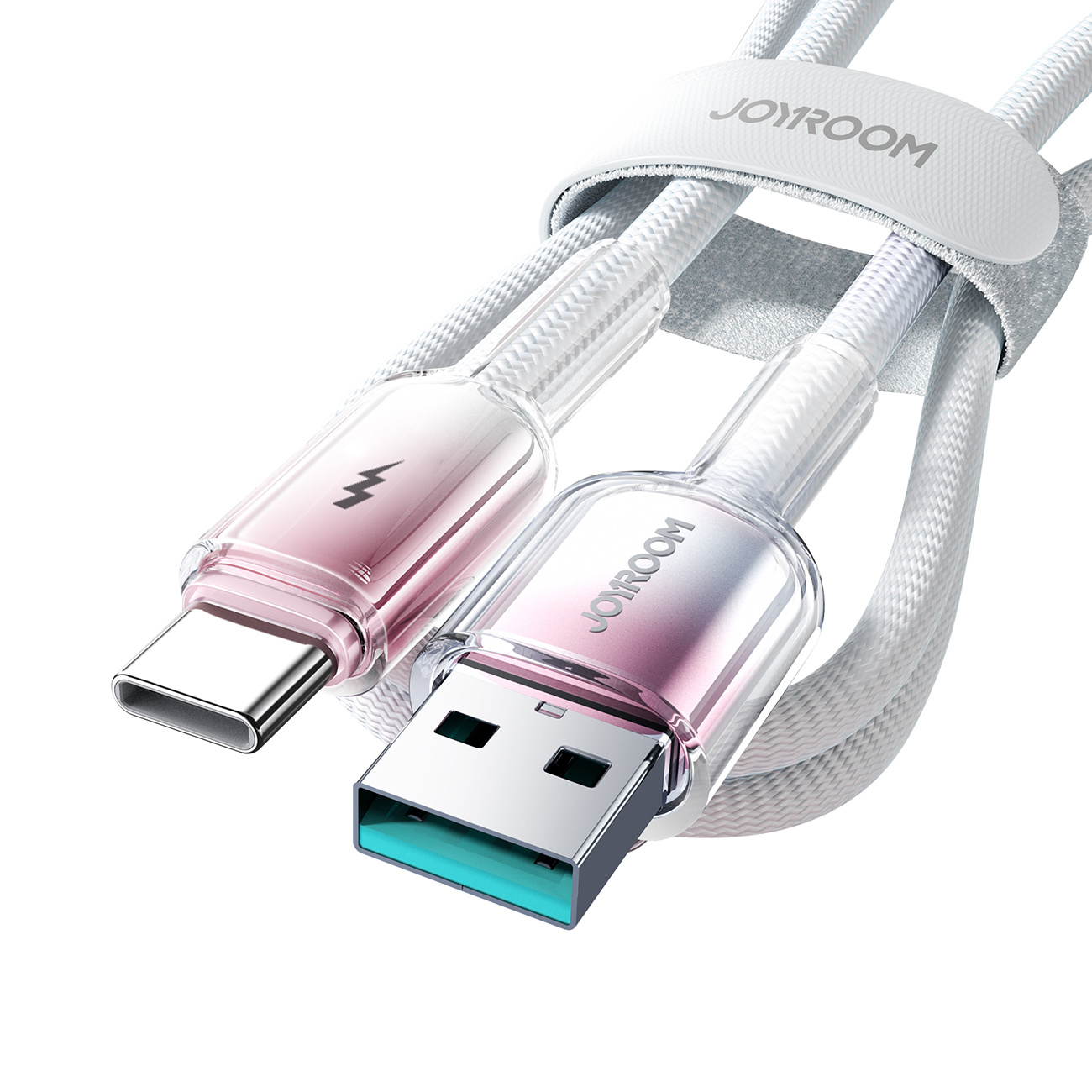 Kabel przewód Crystal-Clear Series 3A USB-A - USB-C 1.2m - biały (5)