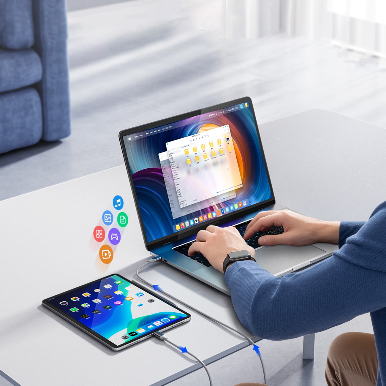 Kabel przewód CDX 100W 5A Power Delivery USB-C 1m - biały (6)