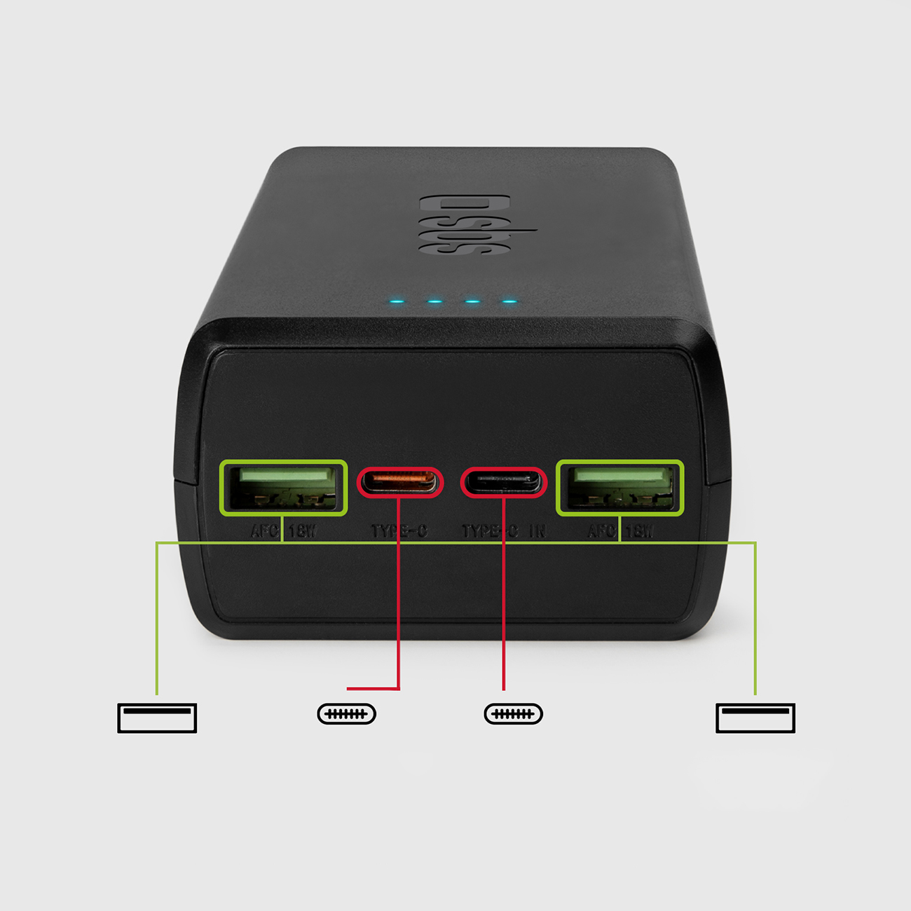 Powerbank 30000 mAh USB-C USB-A - czarny (10)