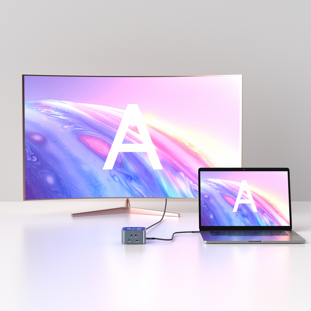 12w1 Hub z ładowarką bezprzewodową USB-A USB-C HDMI RJ45 SD TF mini jack - szary (8)