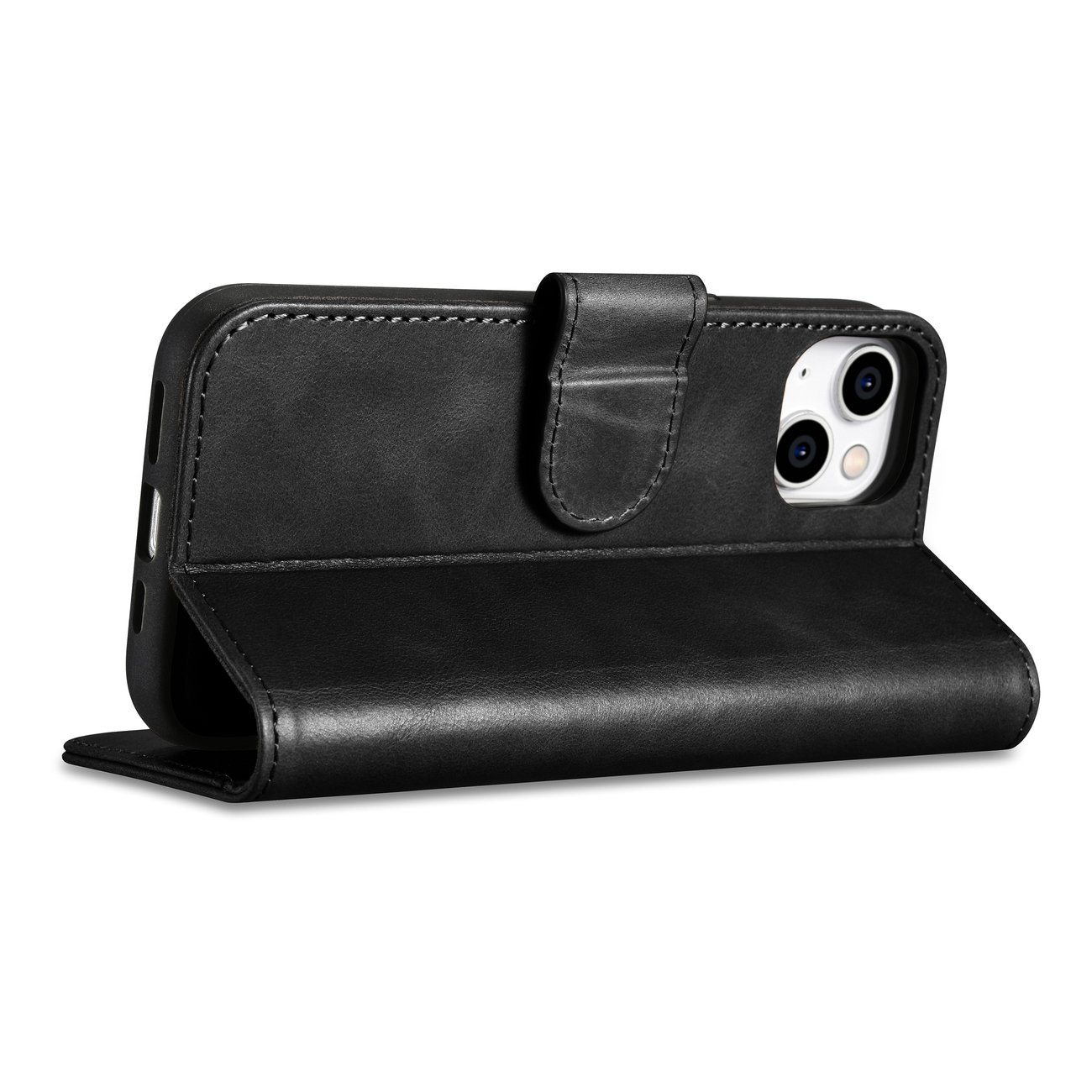 2w1 etui skórzany pokrowiec z klapką iPhone 14 Plus Anti-RFID Oil Wax Wallet Case czarny (8)