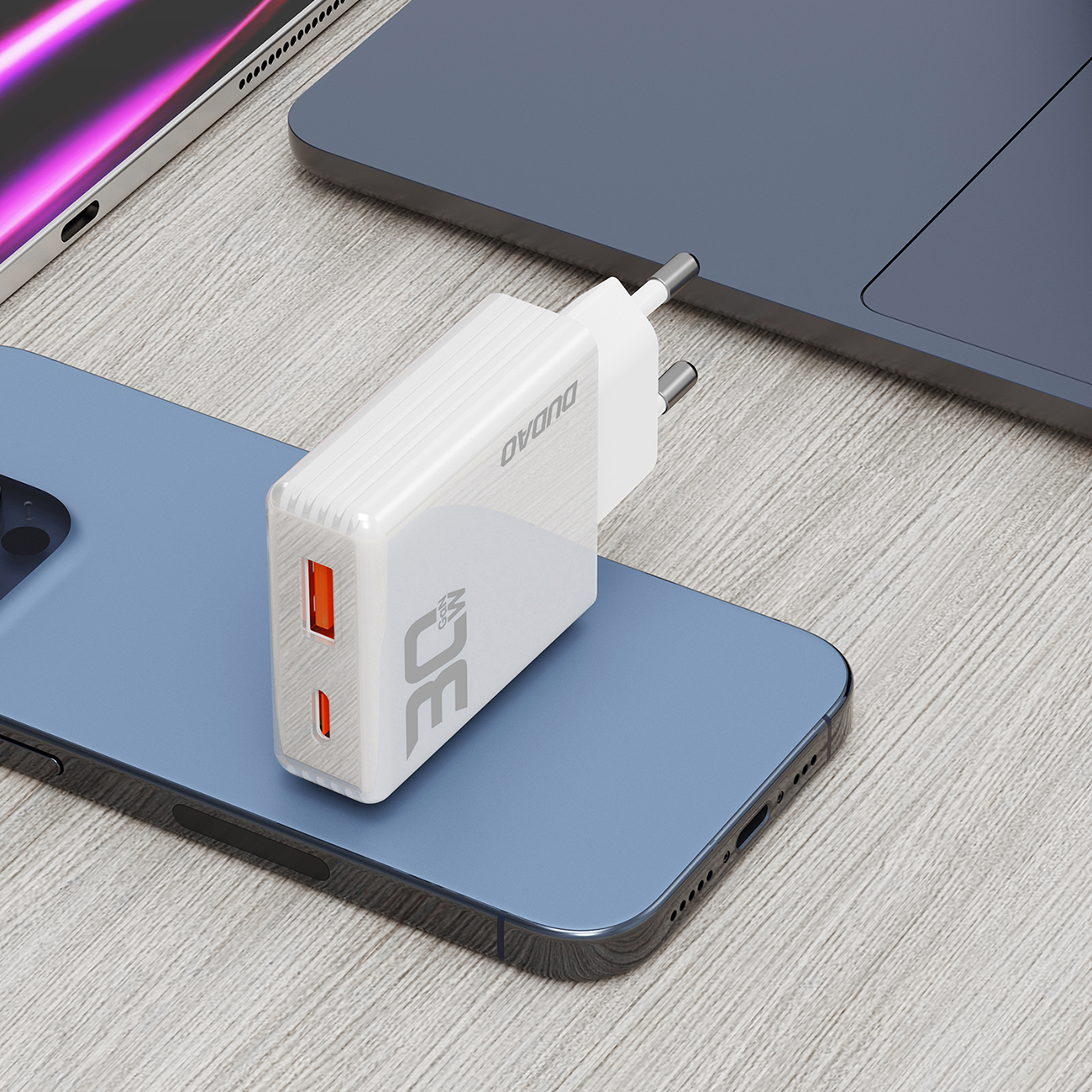 Ładowarka sieciowa GaN A30EUL 30W USB-A USB-C - biała (7)