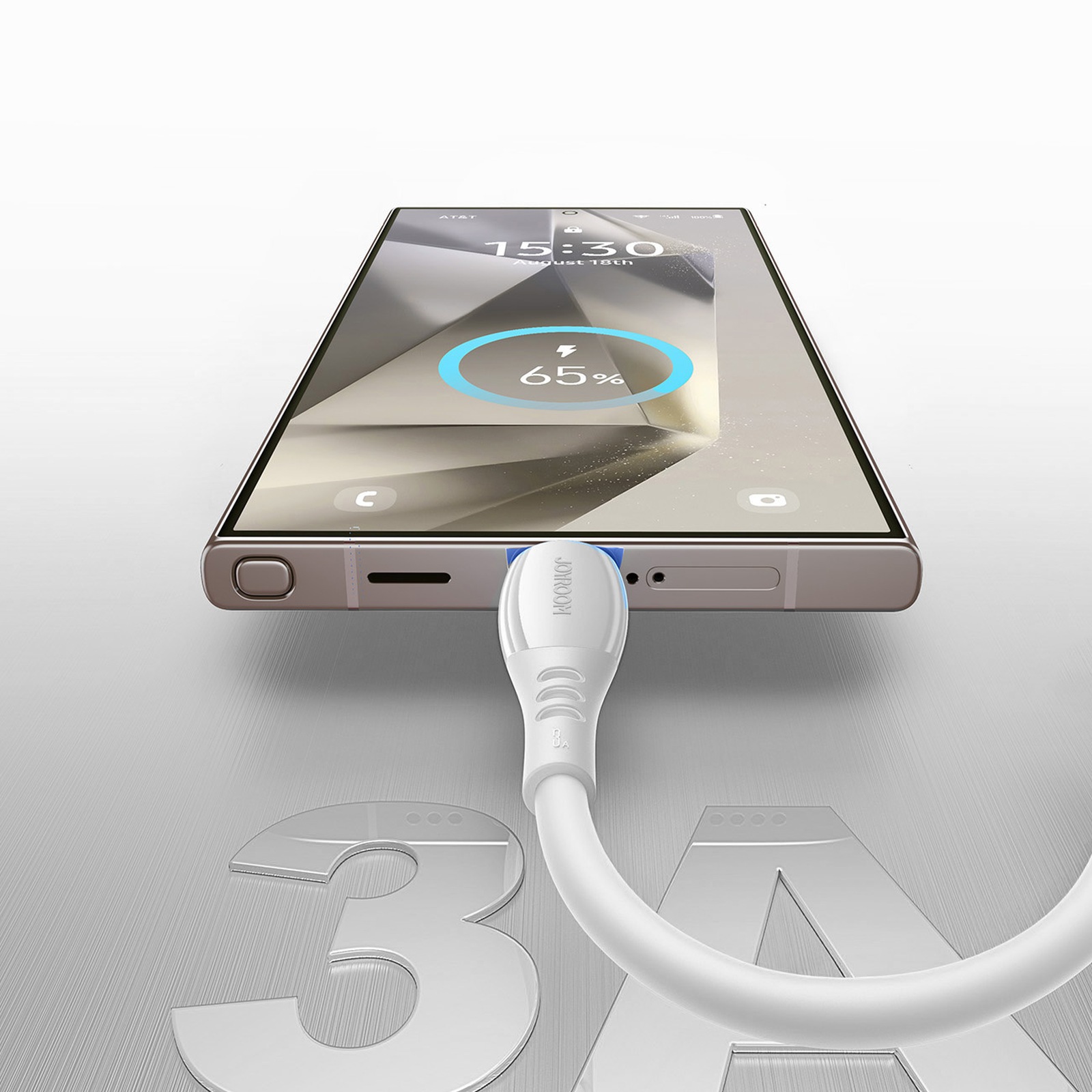 Kabel przewód USB-A - USB-C Vibrant Series 3A 1.2m - biały (6)