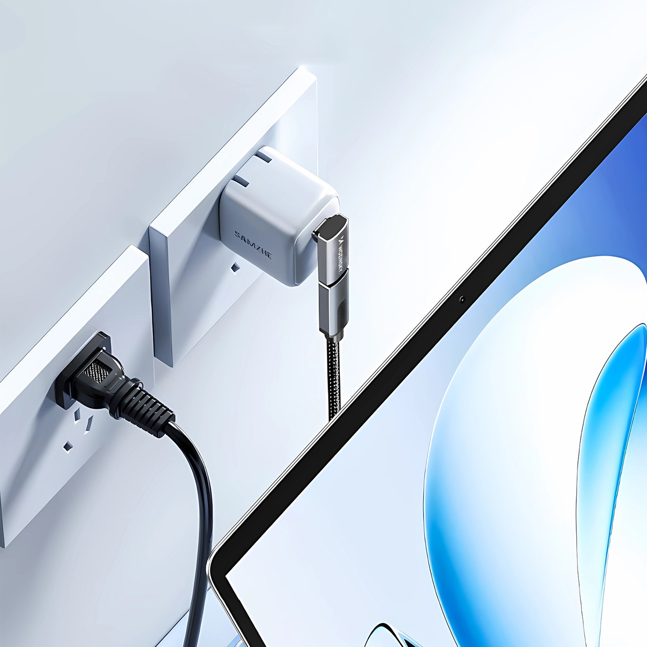 Adapter przejściówka kątowa USB-C 40Gb/s 240W 8K OTG - szara (5)