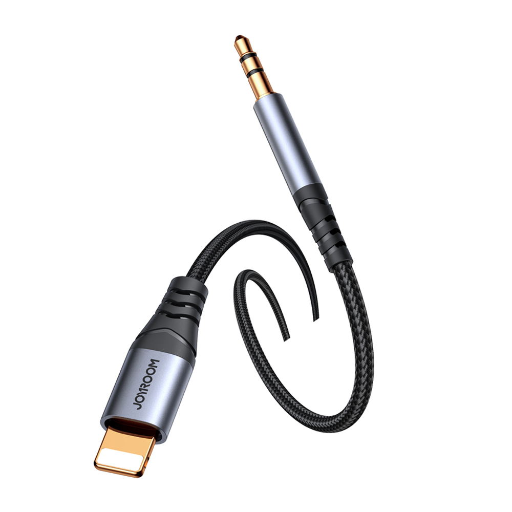Kabel audio stereo do iPhone iPad AUX 3.5 mm mini jack - Lightning 1.2m czarny (5)